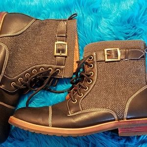 Polar Fox Men's Black Tweed Lace Up Dress Fashion